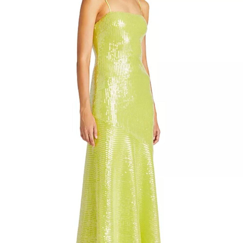 ML Monique Lhuillier Neomi Sequined Slip Maxi Dress